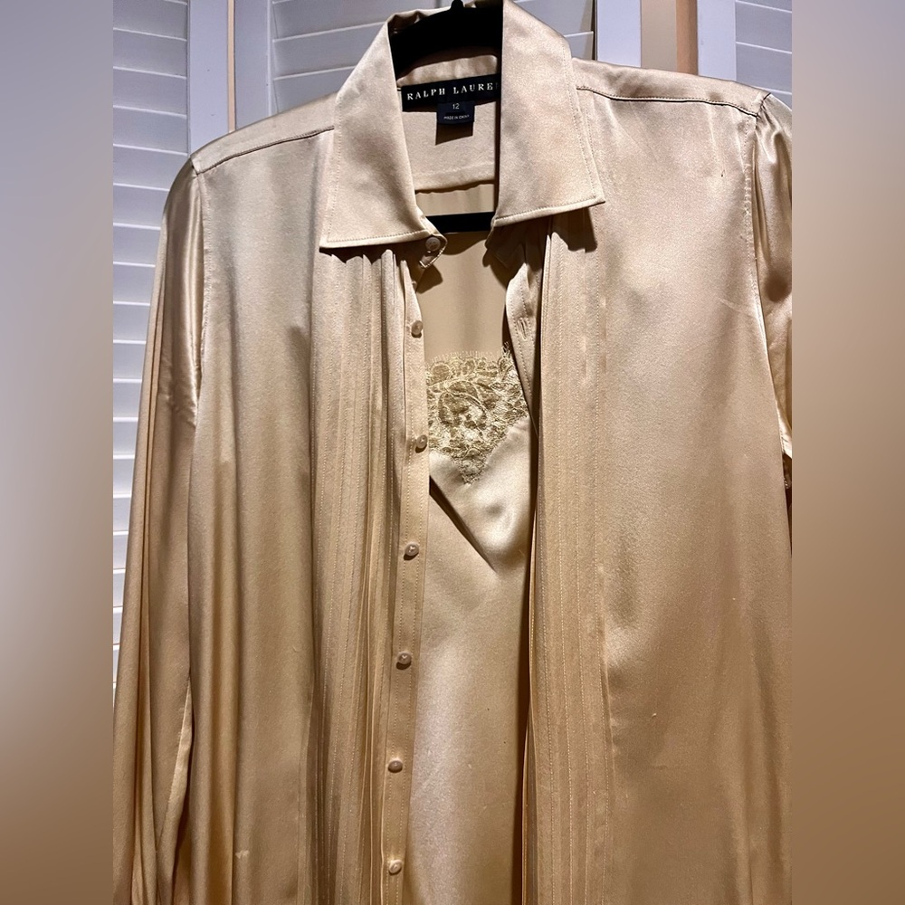 Ralph Lauren Silk long Sleeve shirt with camisole
